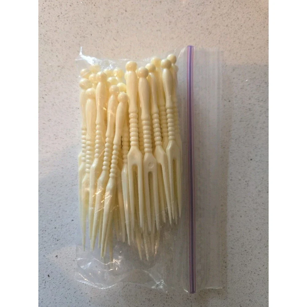 Vintage Ivory Plastic Celluloid 40 Cocktail Forks for Hors d'oeuvres